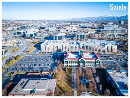 An aerial panorama of the city Sandy in Utah