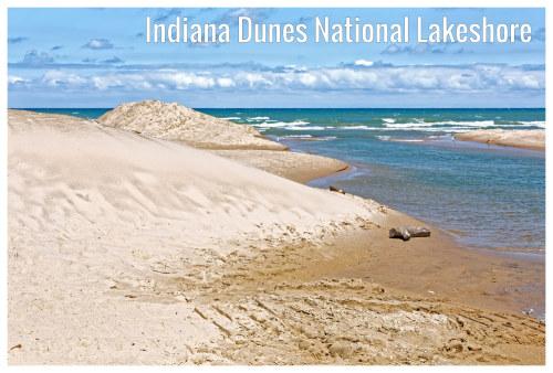 The attractive Indiana Dunes National Lakeshore in Indiana, with the dunes and clear waters
