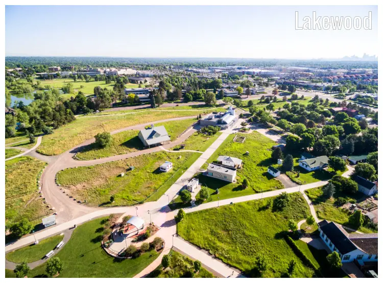 The scenic setting of Lakewood, Colorado, a unique view of the iconic Belmar Park