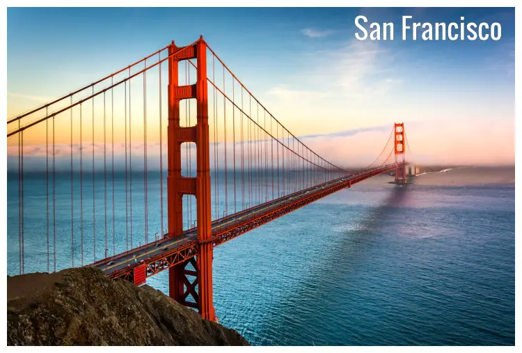 A beautiful dusk view of the Golden Gate Bridge in San Francisco, California A beautiful dusk view of the Golden Gate Bridge in San Francisco, California