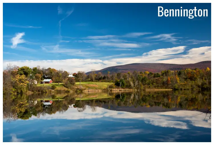 The beautiful mirrored view of the sky in Lake Paran in Bennington, Vermont The beautiful mirrored view of the sky in Lake Paran in Bennington, Vermont