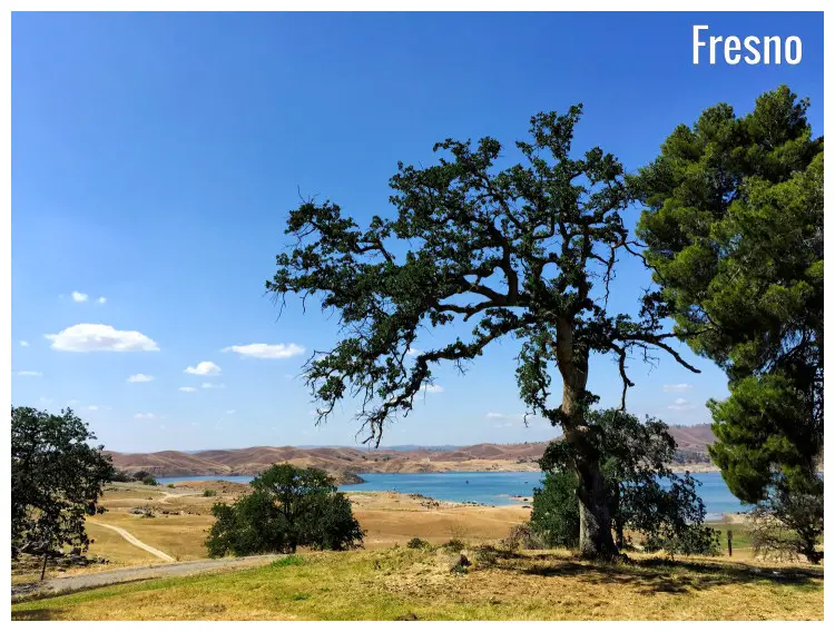 The artificial Millerton Lake near Fresno in California