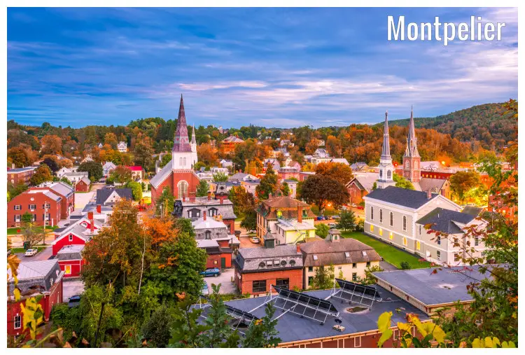 Sunset in the scenic leafy town of Montpelier, Vermont Sunset in the scenic leafy town of Montpelier, Vermont