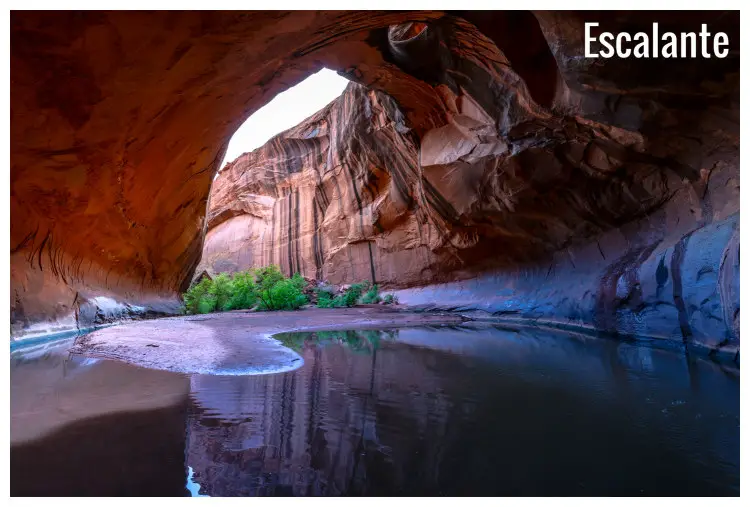 A stunning natural rock formation of the Golden Cathedral Neon Canyon in the Escalante National Park, Utah,