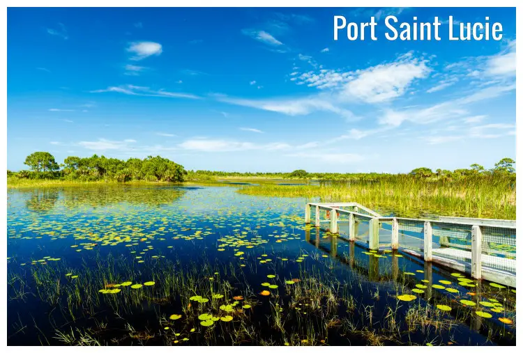A small wooden gazebo over a natural preserve in Port Saint Lucie, Florida