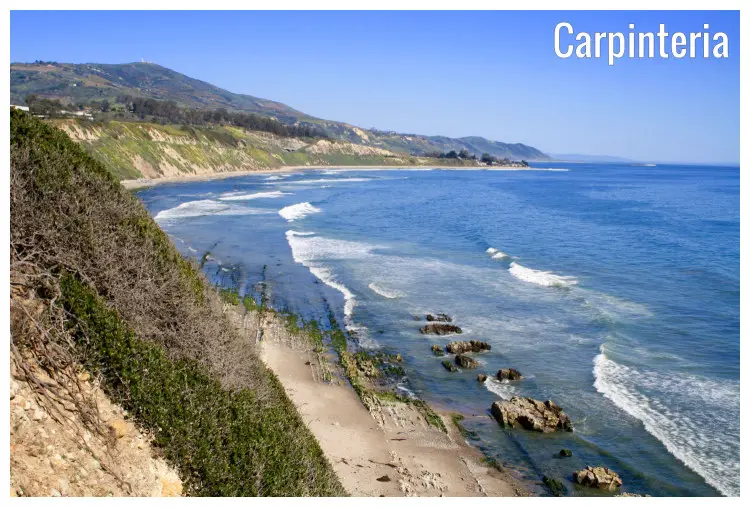 The central coastline of the Pacific Ocean in Santa Barbara in Carpinteria, California