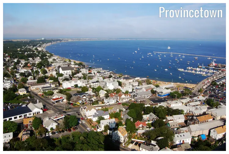 Residential homes along the scenic shores of Provincetown in Cape Cod, Massachusetts