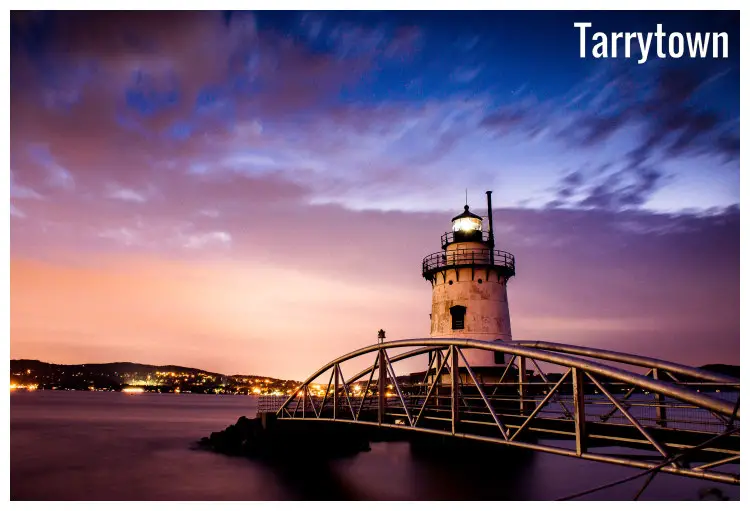 A suspension bridge near the tall lighthouse also known as the Legend of Sleepy Hollow, in Tarrytown, New York A suspension bridge near the tall lighthouse also known as the Legend of Sleepy Hollow, in Tarrytown, New York