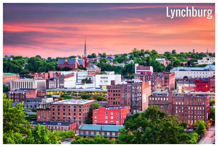 Cloudy orange sky gracing the dusk in Lynchburg city, Virginia Cloudy orange sky gracing the dusk in Lynchburg city, Virginia
