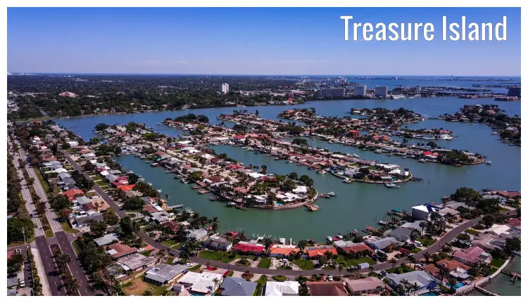 The perfect outline of the Treasure Island in Florida