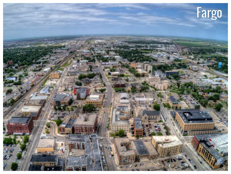 Panorama of the largest city of Fargo, North Dakota