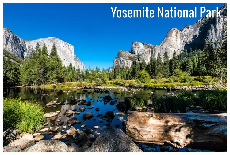 Part of Merced River in the valley below the Yosemite National Park Mountains, California Part of Merced River in the valley below the Yosemite National Park Mountains, California