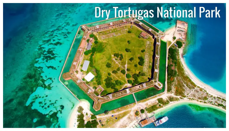 Dry Tortugas National Park in Florida surrounded by calm, clear waters Dry Tortugas National Park in Florida surrounded by calm, clear waters