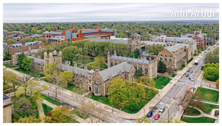 The vast University of Michigan Law School Campus in Ann Arbor, Michigan The vast University of Michigan Law School Campus in Ann Arbor, Michigan