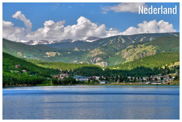 A unique shot of the calm blue water at the base of the magnificent Rocky Mountains in Nederland, Colorado A unique shot of the calm blue water at the base of the magnificent Rocky Mountains in Nederland, Colorado