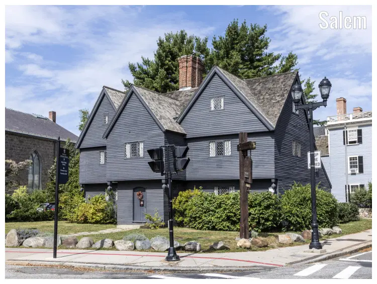 The gray Witch House located in Salem Town, Massachusetts
