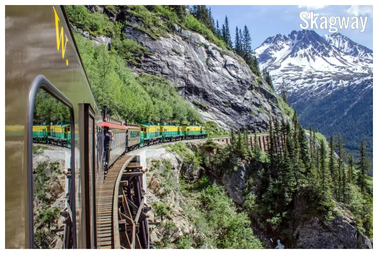 The White Pass & Yukon Route Railroad heading to Skagway in Alaska The White Pass & Yukon Route Railroad heading to Skagway in Alaska