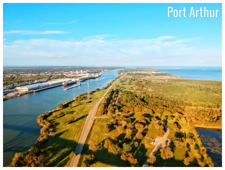 The inlet of the ship channel on Port Arthur, Texas The inlet of the ship channel on Port Arthur, Texas