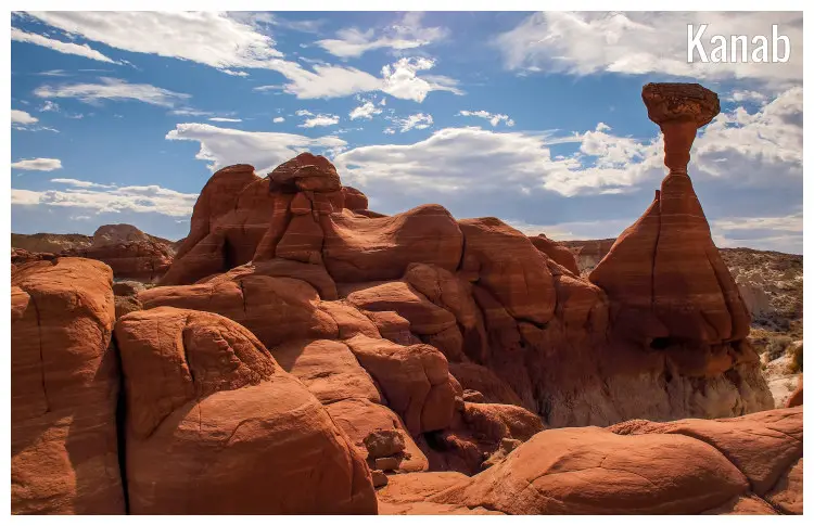 The beautiful natural rock formation of the Toadstool Hoodoo in the Grand Staircase of the Escalante National Monument in Kanab, Utah
