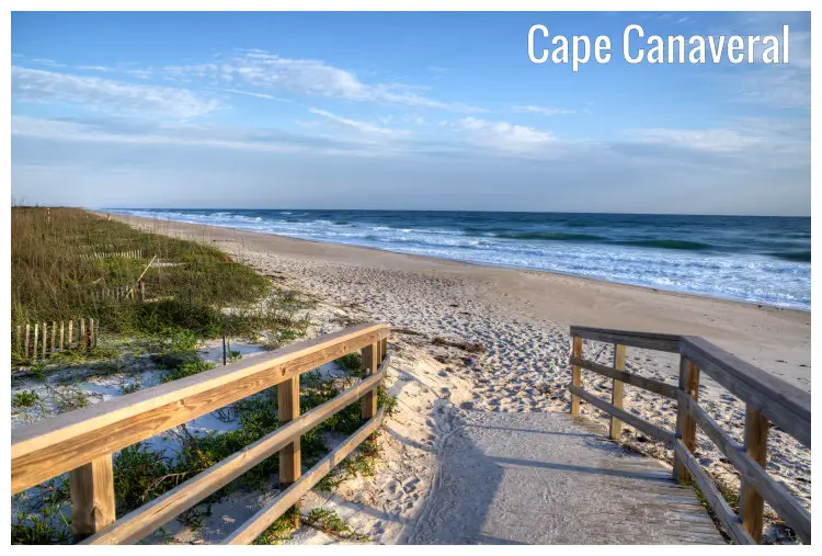 A sunny morning on the sandy shores of Cape Canaveral in Florida A sunny morning on the sandy shores of Cape Canaveral in Florida