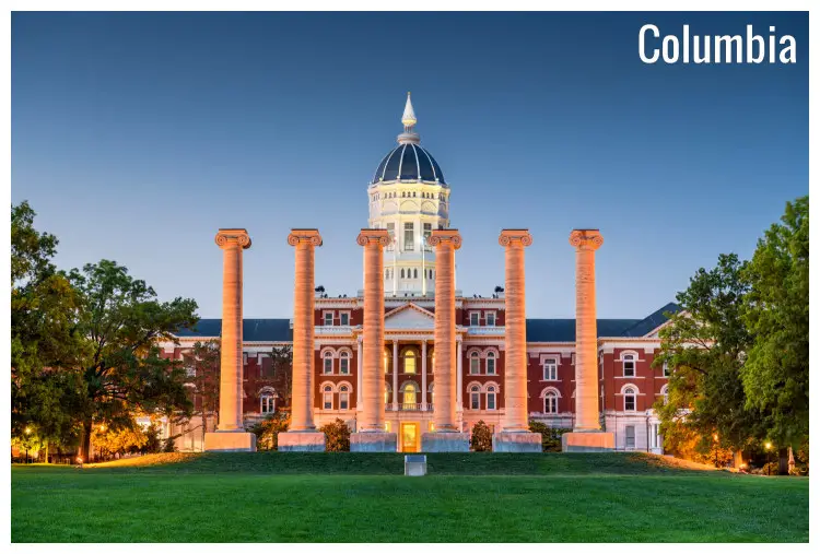 The iconic and famed historical columns in Columbia, Missouri The iconic and famed historical columns in Columbia, Missouri