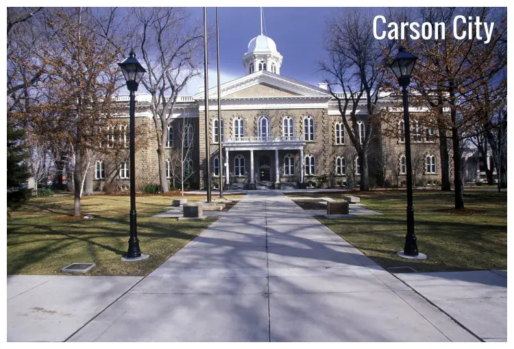 A walking path leading to the State Capital building entrance in Carson City, Nevada