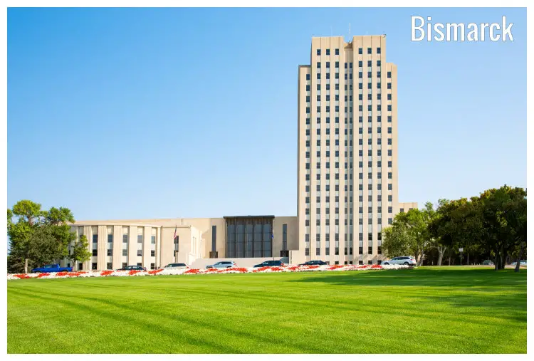 The historical building of the State Capitol in Bismarck, North Dakota