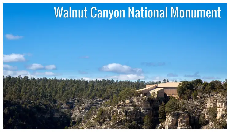 The Walnut Canyon National Monument, Arizona, the USA with trees in its surrounding