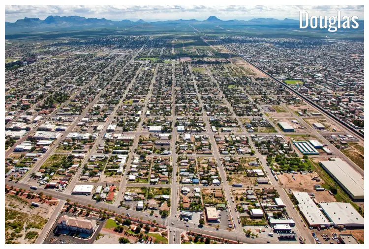 The densely populated town of Agua Prieta in Douglas City, Arizona The densely populated town of Agua Prieta in Douglas City, Arizona