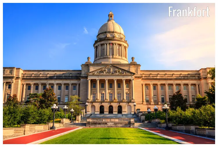 The Capitol Building in Frankfort, Kentucky, during autumn