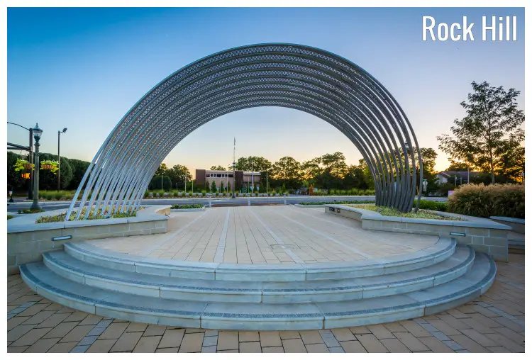 This iconic arc within the Fountain Park in Rock Hill, South Carolina, is a major tourist spot in the city and has been set in a scenic natural park garden This iconic arc within the Fountain Park in Rock Hill, South Carolina, is a major tourist spot in the city and has been set in a scenic natural park garden