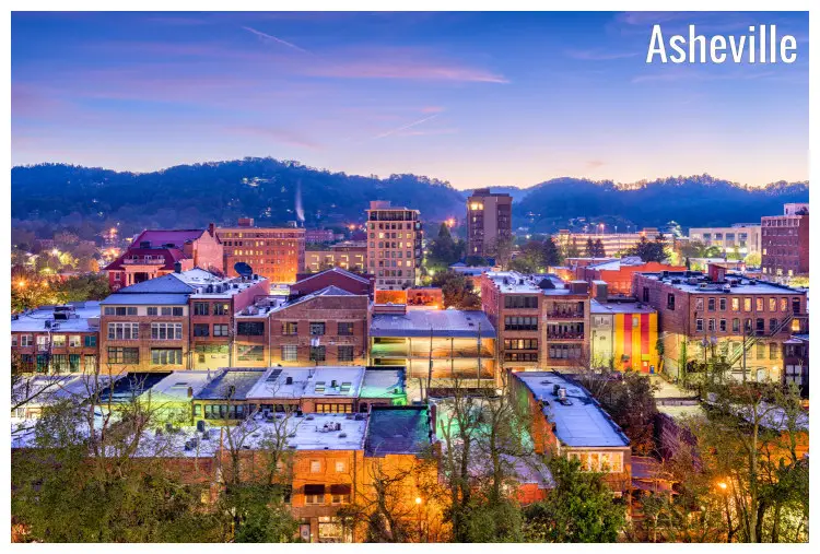 A colorful townscape of the scenic Asheville City in North Carolina A colorful townscape of the scenic Asheville City in North Carolina
