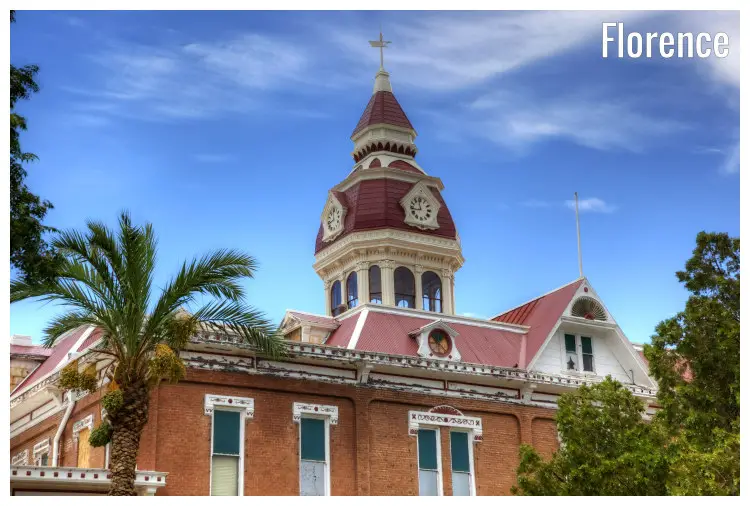 One of the historic buildings of Florence City in Arizona