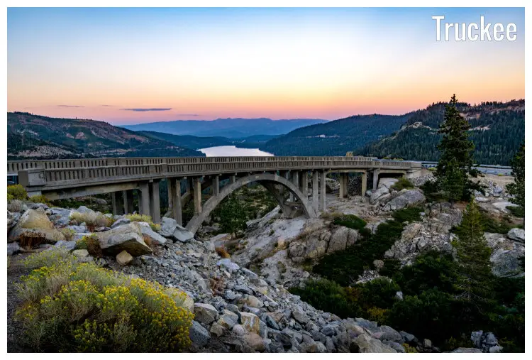 The iconic Donner Summit Bridge called the Rainbow Bridge or Route 40, in Truckee, California The iconic Donner Summit Bridge called the Rainbow Bridge or Route 40, in Truckee, California