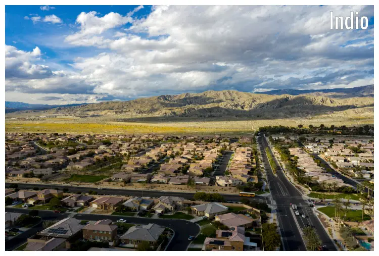 Roads and houses in a residential estate in Indio, California Roads and houses in a residential estate in Indio, California