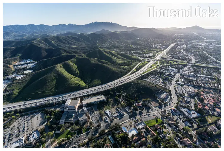 The scenic city of Thousand Oaks and views of the Ventura 101 freeway, California The scenic city of Thousand Oaks and views of the Ventura 101 freeway, California
