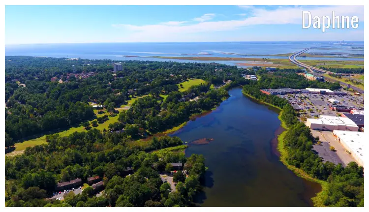 A scenic aerial view of Daphne in Alabama A scenic aerial view of Daphne in Alabama