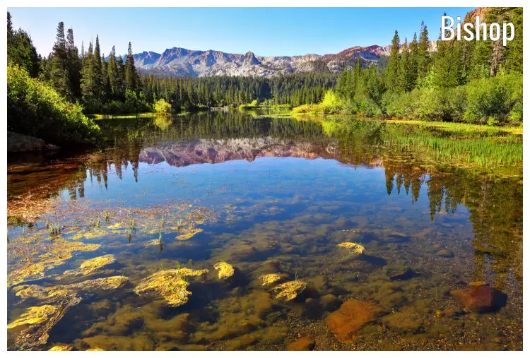 Magnificent clear waters and scenic surrounding of a small lake in the Bishop Town of California Magnificent clear waters and scenic surrounding of a small lake in the Bishop Town of California