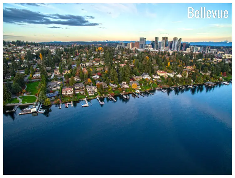The scenic lakeside city of Bellevue, Washington The scenic lakeside city of Bellevue, Washington