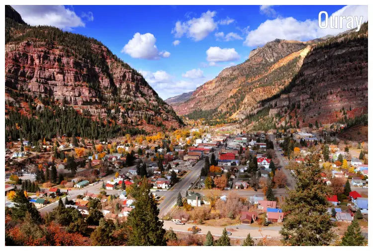 The colorful city of Ouray set between high mountains in Colorado The colorful city of Ouray set between high mountains in Colorado