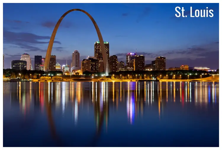 A beautiful twilight over the Gateway Arch in St. Louis, Missouri