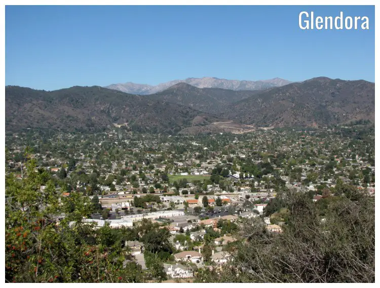 The beautiful city of Glendora, California, surrounded by the vast mountain ranges