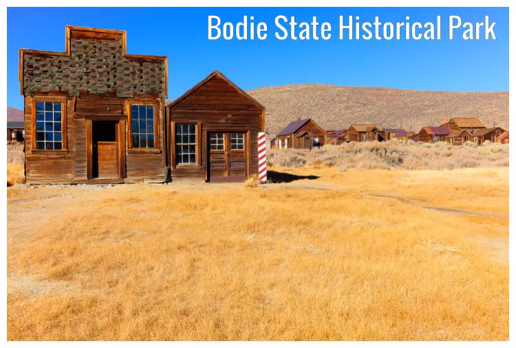 Wooden buildings in the ghost town of Bodie located in Bodie State Historical Park, California at the base of Sierra Nevada Mountain Wooden buildings in the ghost town of Bodie located in Bodie State Historical Park, California at the base of Sierra Nevada Mountain