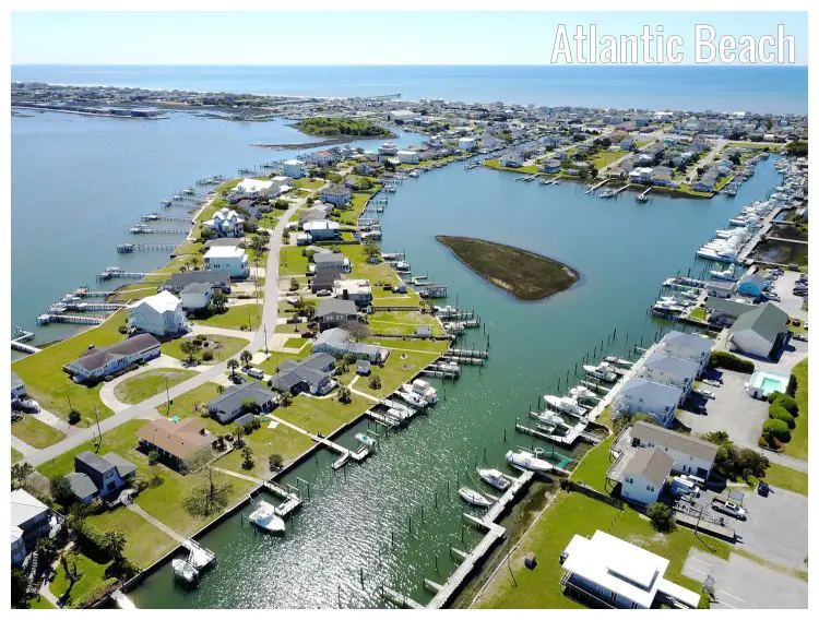 Rows upon rows of tranquil homes and docked boats and yachts all around the scenic shores of the iconic Atlantic Beach, North Carolina